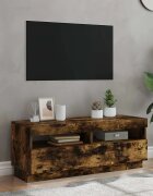 vidaXL ТВ шкаф с LED осветление опушен дъб 100x35x40 см