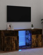 vidaXL ТВ шкаф с LED осветление опушен дъб 120x30x50 см