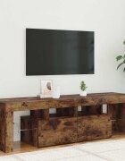 vidaXL ТВ шкаф с LED осветление опушен дъб 140x365x40 см