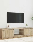 vidaXL ТВ шкаф с LED осветление опушен дъб 140x40x36 см