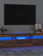 vidaXL ТВ шкаф с LED осветление опушен дъб 180x35x40 см