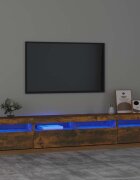 vidaXL ТВ шкаф с LED осветление опушен дъб 240x35x40 см