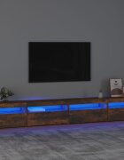 vidaXL ТВ шкаф с LED осветление опушен дъб 270x35x40 см