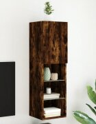 vidaXL ТВ шкаф с LED осветление опушен дъб 305x30x102 см