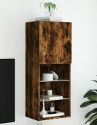 vidaXL ТВ шкаф с LED осветление опушен дъб 405x30x102 см