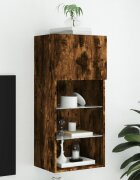 vidaXL ТВ шкаф с LED осветление опушен дъб 405x30x90 см