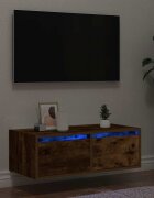vidaXL ТВ шкаф с LED осветление опушен дъб 75x355x25 см