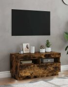 vidaXL ТВ шкаф с LED осветление опушен дъб 80x35x40 см