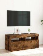 vidaXL ТВ шкаф с LED осветление опушен дъб 90x35x40 см