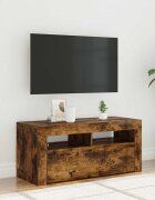 vidaXL ТВ шкаф с LED осветление опушен дъб 90x35x40 см