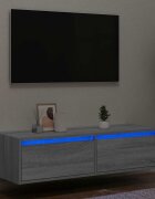 vidaXL ТВ шкаф с LED осветление сив сонома 100X355x25 см