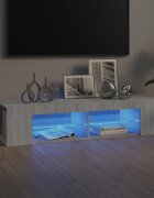 vidaXL ТВ шкаф с LED осветление сив сонома 135x39x30 см