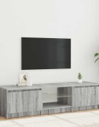 vidaXL ТВ шкаф с LED осветление сив сонома 140x40x36 см