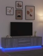 vidaXL ТВ шкаф с LED осветление сив сонома 1935x41x50 см
