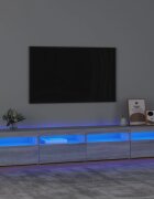 vidaXL ТВ шкаф с LED осветление сив сонома 240x35x40 см