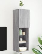 vidaXL ТВ шкаф с LED осветление сив сонома 305x30x102 см