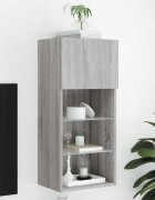 vidaXL ТВ шкаф с LED осветление сив сонома 405x30x90 см
