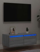 vidaXL ТВ шкаф с LED осветление сив сонома 75x355x25 см