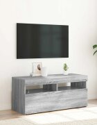 vidaXL ТВ шкаф с LED осветление сив сонома 90x35x40 см