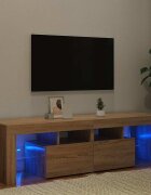 vidaXL ТВ шкаф с LED осветление сонома дъб 140x365x40 см