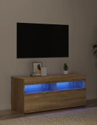 vidaXL ТВ шкаф с LED осветление сонома дъб 90x35x40 см