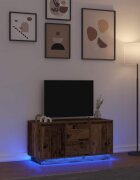 vidaXL ТВ шкаф с LED осветление старо дърво 100x41x50 см