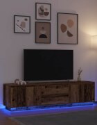 vidaXL ТВ шкаф с LED осветление старо дърво 1935x41x50 см