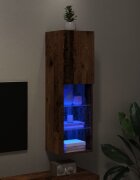 vidaXL ТВ шкаф с LED осветление старо дърво 305x30x102 см