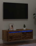 vidaXL ТВ шкаф с LED осветление старо дърво 75x355x25 см