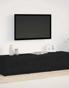vidaXL TV шкаф с LED с LED ленти с чекмедже Черен Дъб 165 x 34 x 40 см