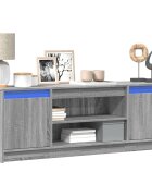 vidaXL ТВ шкаф с LED сив сонома 1395x34x50 см инженерно дърво