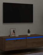 vidaXL ТВ шкаф с LED светлини Artisan дъб 100X355x25 cm