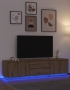 vidaXL ТВ шкаф с LED светлини artisan дъб 1935x41x50 см