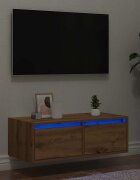 vidaXL ТВ шкаф с LED светлини Artisan дъб 75x355x25 cm