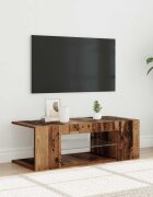vidaXL ТВ шкаф с LED светлини Старо дърво 90x39x30 cm