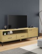 vidaXL ТВ шкаф с метални крака кафяв бор масив OSLO