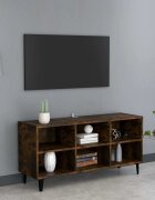 vidaXL ТВ шкаф с метални крака опушен дъб 1035x30x50 см
