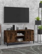 vidaXL ТВ шкаф с метални крака опушен дъб 1035x35x50 см