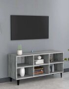 vidaXL ТВ шкаф с метални крака сив сонома 1035x30x50 см