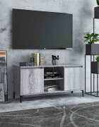 vidaXL ТВ шкаф с метални крака сив сонома 1035x35x50 см