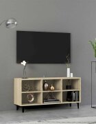 vidaXL ТВ шкаф с метални крака сонома дъб 1035x30x50 см