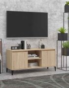 vidaXL ТВ шкаф с метални крака сонома дъб 1035x35x50 см