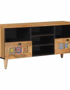 vidaXL ТВ шкаф с рафт Естествен 100 x 33 x 46 см Солидно мангово дърво