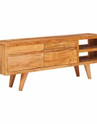 vidaXL ТВ шкаф с рафт Кафяво 110 x 30 x 40 cm Солидно акациево дърво