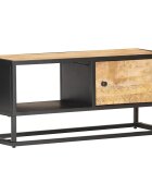 vidaXL TV шкаф с резбована врата 90x30x40 см грубо мангово дърво