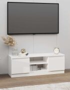 vidaXL ТВ шкаф с врата бял 102x30x36 см