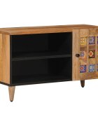 vidaXL ТВ шкаф с врата Естествен 80 x 33 x 46 см Солидно мангово дърво