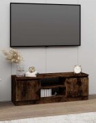 vidaXL ТВ шкаф с врата опушен дъб 102x30x36 см