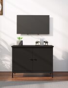 vidaXL ТВ шкаф с врати черен 60x35x45 см инженерно дърво