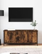 vidaXL ТВ шкаф с врати oпушен дъб 102x35x45 см инженерно дърво